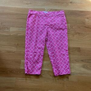 St John's bay cropped pants pink white pattern